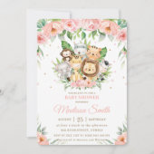 Safari Roze Oerwoud Baby shower Kaart (Voorkant)