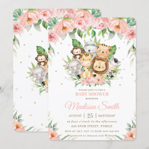 Safari Roze Oerwoud Baby shower Kaart