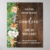 Safari Rustic Hoeveel Snoepjes Douche Game Sign Poster (Voorkant)