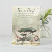 Safari Sahara Savanna Animals Baby shower Kaart (Staand voorkant)