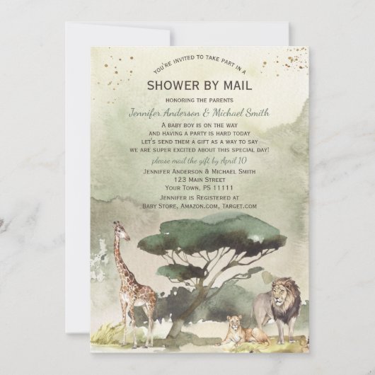 Safari Savanne Sahara Dieren Baby Shower per Post Kaart (Voorkant)