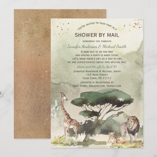 Safari Savanne Sahara Dieren Baby Shower per Post Kaart (Voorkant / Achterkant)