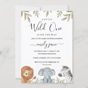 Safari Schattige Dieren Meisje Jongen Baby Shower Kaart