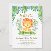 Safari Schattige Lion Wild One 1st Birthday Party Kaart (Voorkant)
