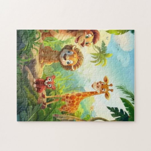 Safari Schattige Oerwoud Dier kind naam gepersonal Legpuzzel (Horizontaal)