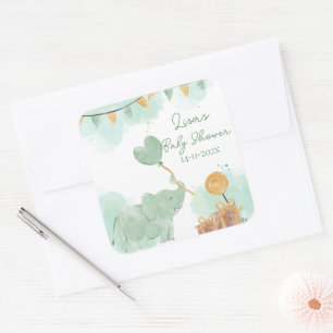 Safari Schattigee Baby Dieren Thema Baby shower Vierkante Sticker