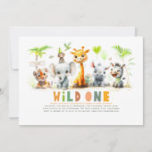 Safari Schattigee Baby Dieren Verjaardagsuitnodigi Kaart (Voorkant)