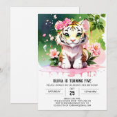 Safari Schattigee Tijger Verjaardagsuitnodiging Kaart (Voorkant / Achterkant)