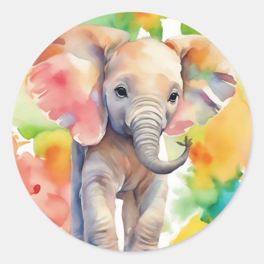Safari Serenity Elephant Ronde Sticker (Voorkant)