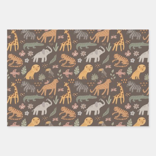 Safari-set van kind inpakpapier vel (Voorkant)