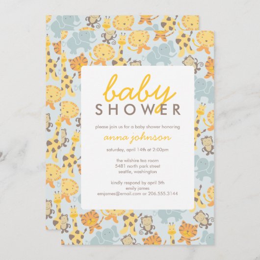 Safari Shower-uitnodiging Kaart (Voorkant / Achterkant)