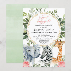 Safari Sip en See, ontmoeten oerwoud van baby girl Kaart