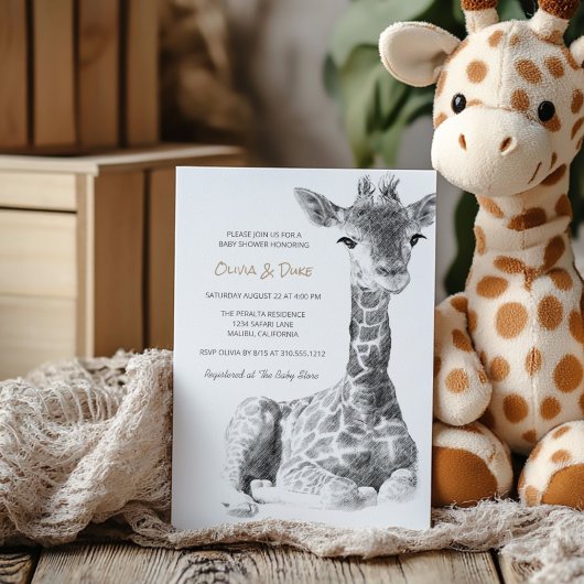 Safari Sketch | Baby shower Giraffe Cute Kaart