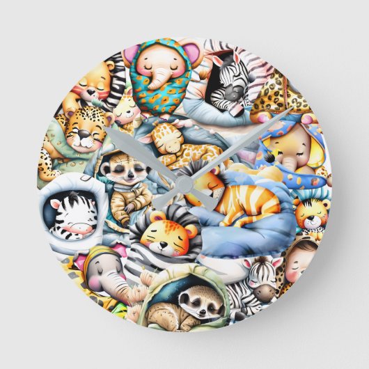 Safari slapen wilde dieren oerwoud kinderkamer dec ronde klok (Voorkant)