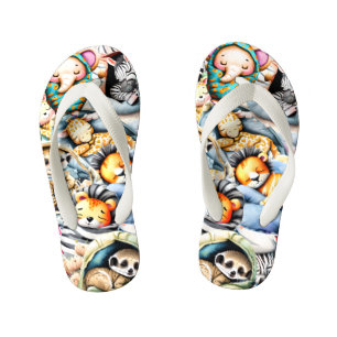 Safari slapende wilde dieren jungle jongens meisje kinder teenslippers
