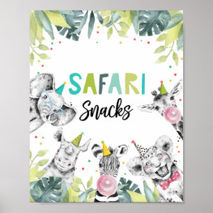Safari Snack Party Animals Boy Birthday Sign Poster