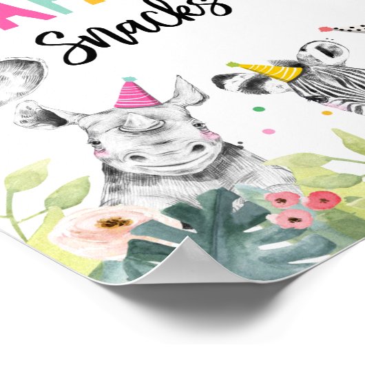 Safari Snack Safari Party Animals Birthday Sign Poster (Hoek)