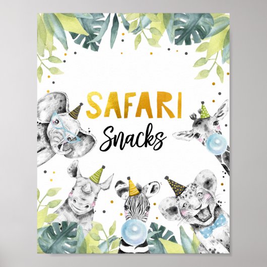Safari Snack Safari Party Animals Birthday Sign Poster (Voorkant)