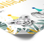 Safari Snacks Blue Gold Party Animal Birthday Sign Poster (Hoek)