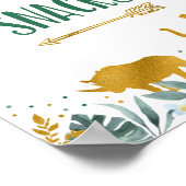 Safari Snacks Greenery Gold Birthday Sign Poster (Hoek)