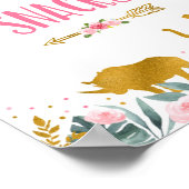 Safari Snacks roze Gold Greenery Birthday Sign Poster (Hoek)