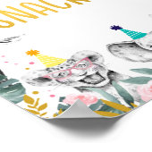 Safari Snacks roze Gold Party Animal Birthday Sign Poster (Hoek)