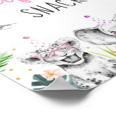 Safari Snacks roze Gold Tropical Safari Birthday Poster (Hoek)