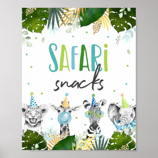 Safari Snacks Safari Party Animals Birthday Sign Poster (Voorkant)