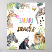 Safari Snacks Safari Party Animals Birthday Sign Poster (Voorkant)