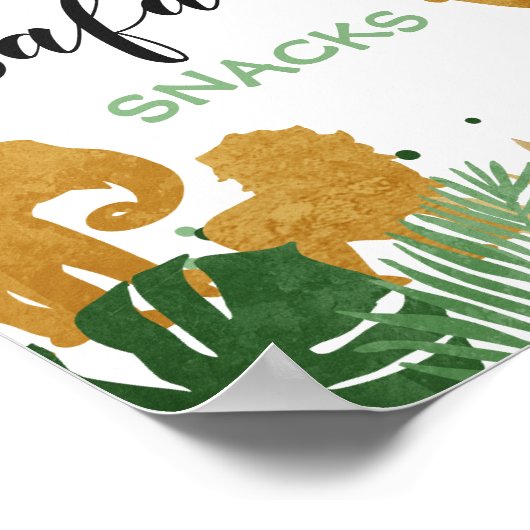 Safari snacks Sign Zoo Oerwoud Food table decor Poster (Hoek)