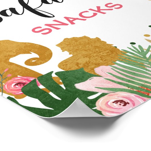 Safari snacks Sign Zoo Oerwoud Food table decor Poster (Hoek)