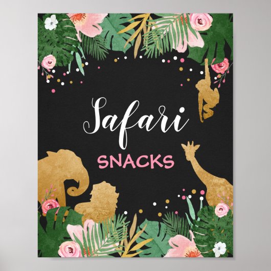 Safari snacks Sign Zoo Oerwoud Food table decor Poster (Voorkant)