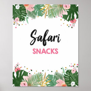 Safari Snacks Tropical Safari Girl Birthday Sign Poster