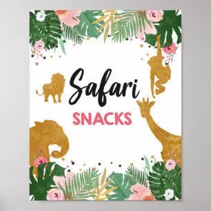 Safari Snacks voedseldieren Girl Birthday Sign Poster