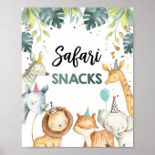 Safari Snacks Wild Animals Boy Birthday Table Sign Poster (Voorkant)