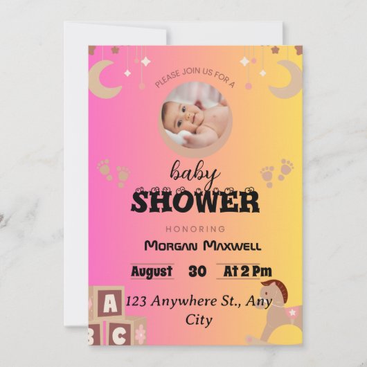 Safari Soirée: Bernadette's Baby shower Celebrati Kaart (Voorkant)