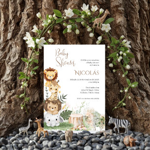 Safari Spaans Baby shower Jongen uitnodiging