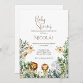 Safari Spaans Baby shower Jongen uitnodiging (Voorkant / Achterkant)