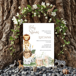 Safari Spaanse Baby shower Girl-uitnodiging Kaart