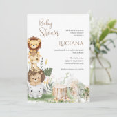 Safari Spaanse Baby shower Girl-uitnodiging Kaart (Staand voorkant)