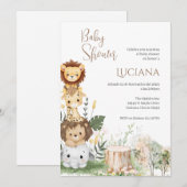 Safari Spaanse Baby shower Girl-uitnodiging Kaart (Voorkant / Achterkant)