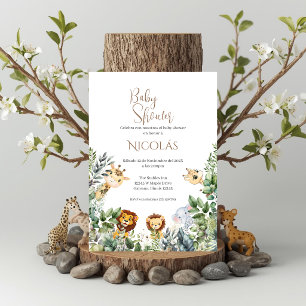 Safari Spaanse baby shower jongens uitnodiging