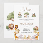 Safari Spanish Baby Shower Girl invitation Kaart (Voorkant / Achterkant)