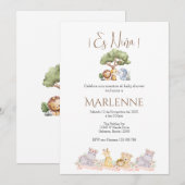 Safari Spanish Baby Shower Girl invitation Kaart (Voorkant / Achterkant)