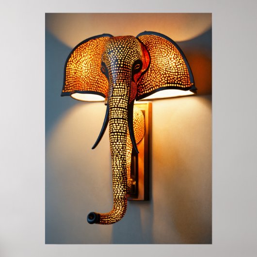 "Safari Splendor: Olifant kofferbak wandlamp armat Poster (Voorkant)