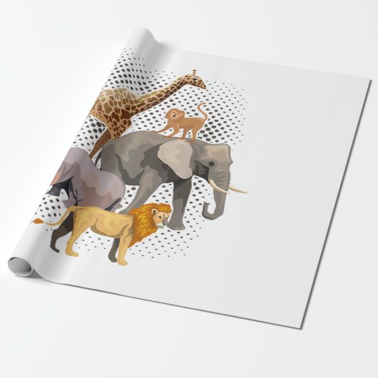 Safari Squad African Safari Animals Funny Zoo Anim Cadeaupapier (Uitgerold)