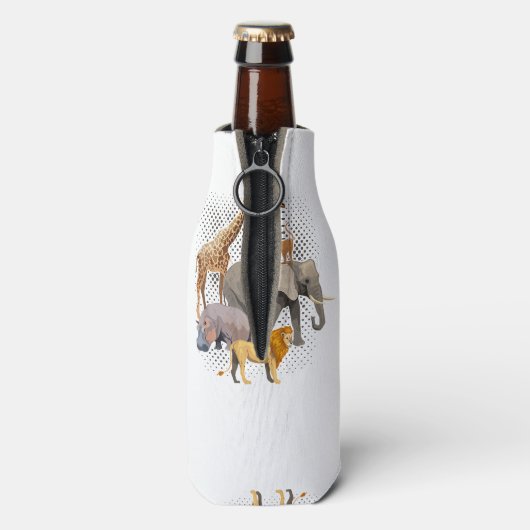 Safari Squad African Safari Animals Funny Zoo Anim Flesjeskoeler (Fles Achterkant)