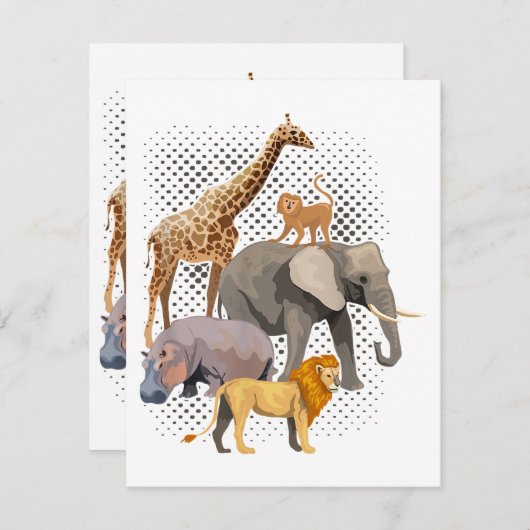 Safari Squad African Safari Animals Funny Zoo Anim Informatiekaartje (Voorkant / Achterkant)