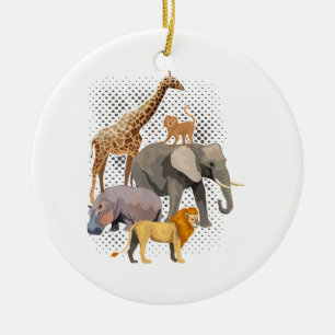 Safari Squad African Safari Animals Funny Zoo Anim Keramisch Ornament