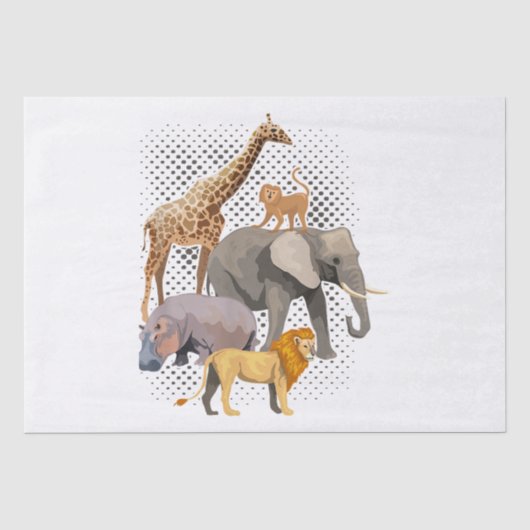 Safari Squad African Safari Animals Funny Zoo Anim Tissuepapier (Voorkant)
